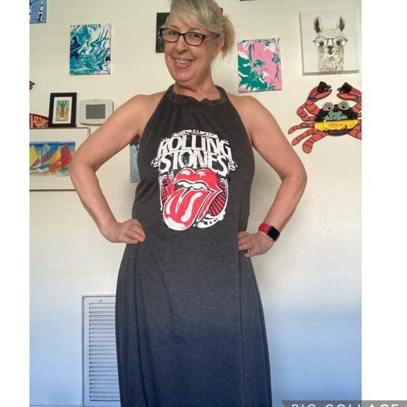 Rolling Stones halter top maxi dress t shirt material size XL - Picture 1 of 8